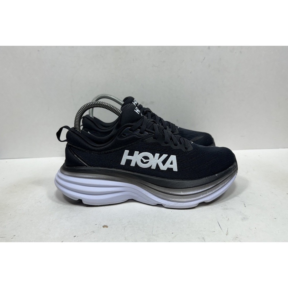 Hoka One One Bondi 8 Womens Size 6.5 Black White Sneakers 1127952 BWHT Running